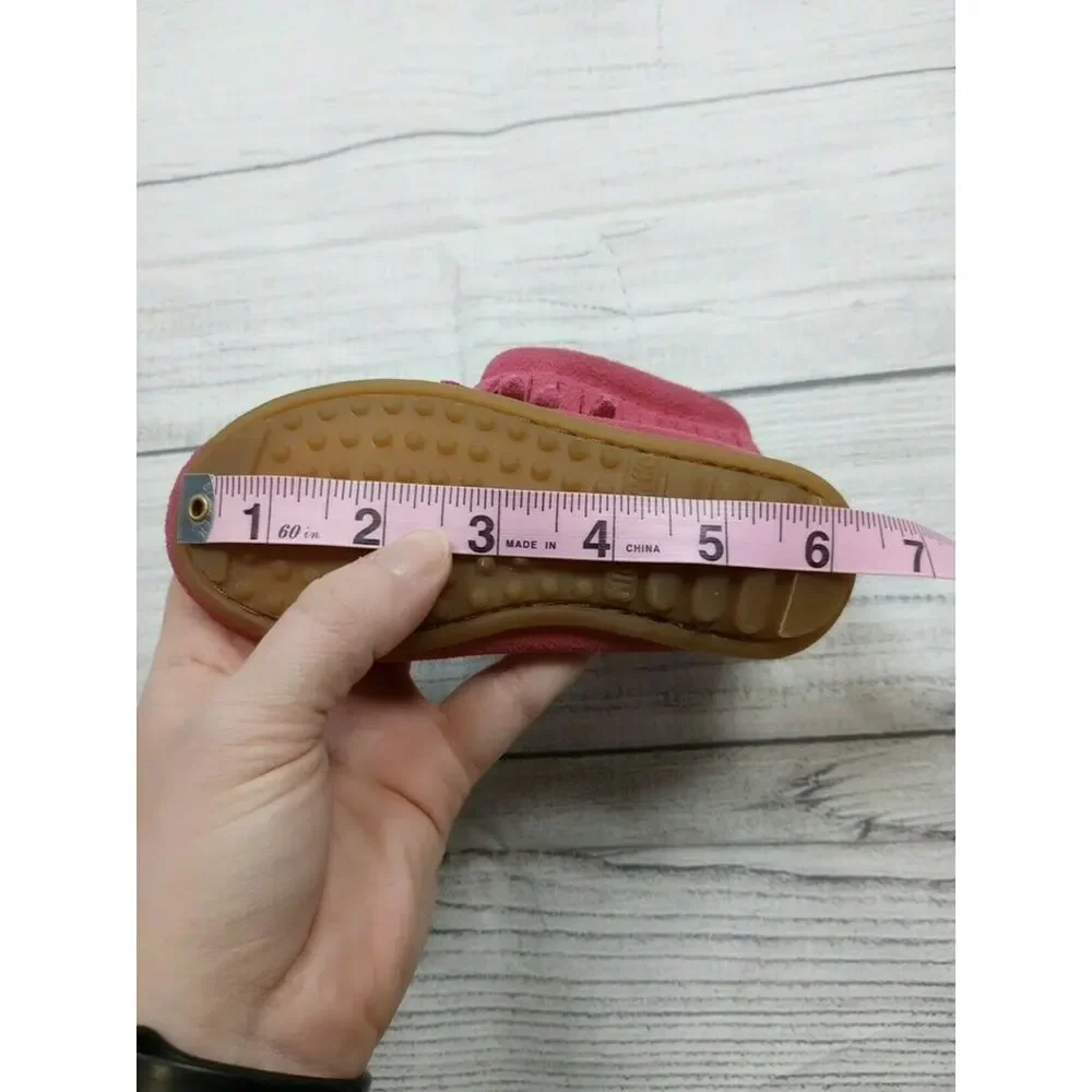 8T Minnetonka Pink Double Fringe Moccasins